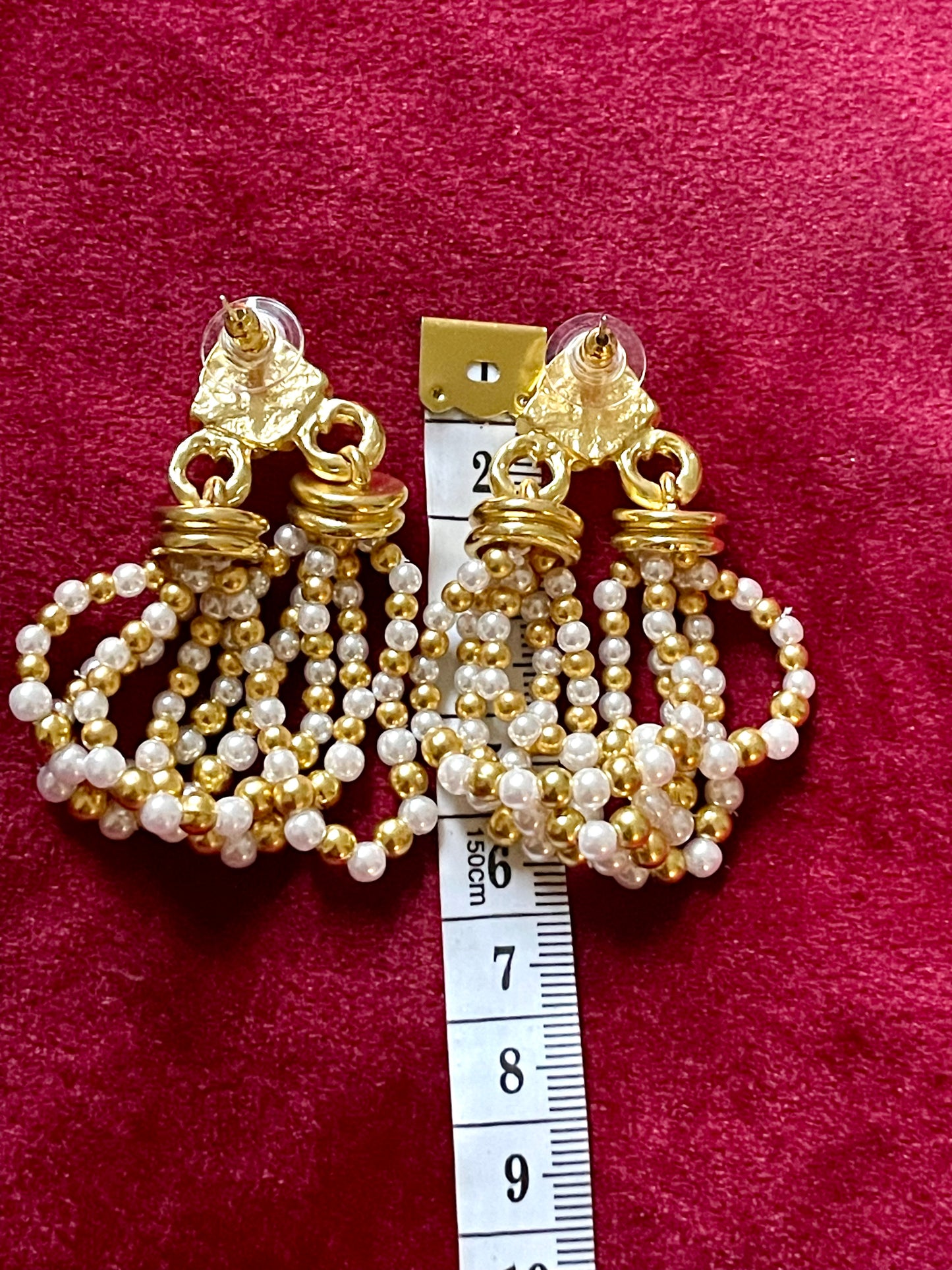 Rope Like Faux Pearl Rhinestone Earrings