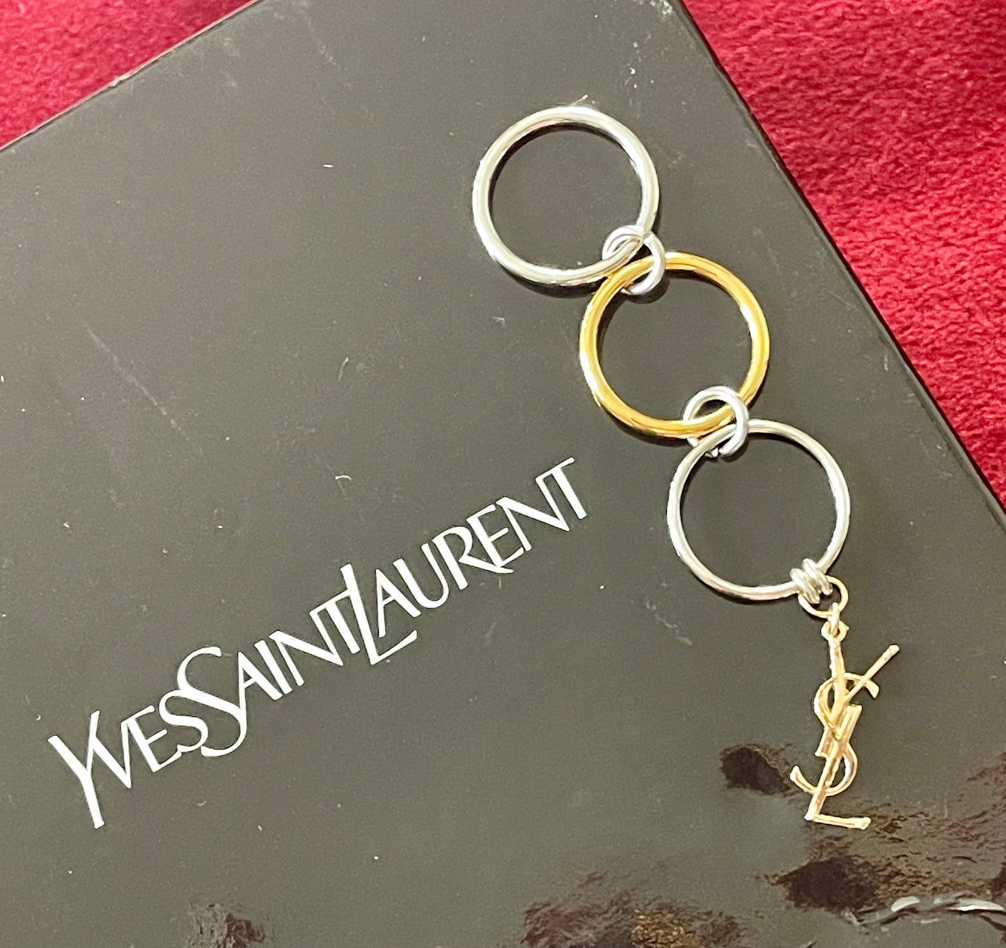 Authentic Vintage Charm Duo-Color Stainless Steel Ring with Leather Necklace
