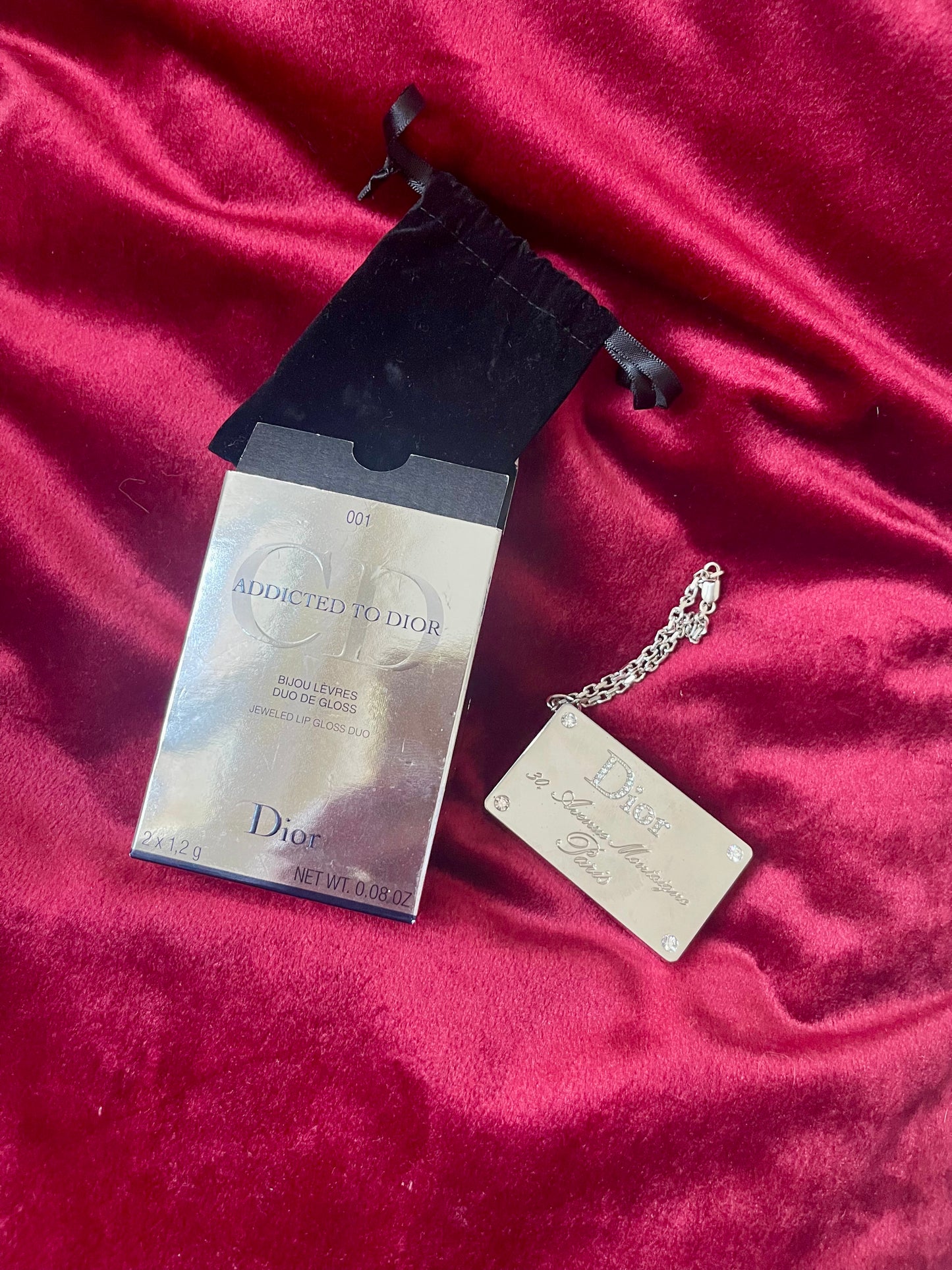 Dior Jeweled Lip Gloss Duo Bag Charm Vintage Collectible