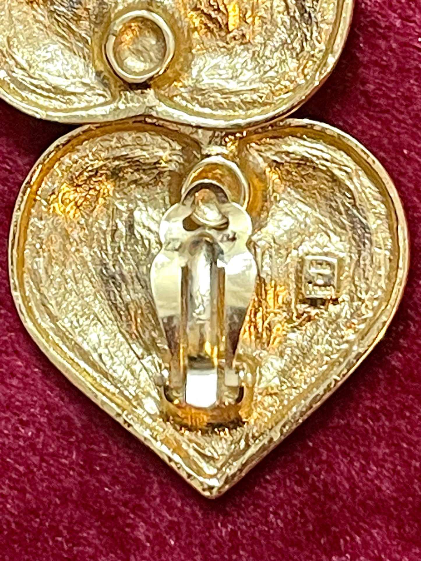 Signed Yves Saint Laurent vintage designer jewelry, earrings with a brooch pin excellent condition heart shaped jewellery set