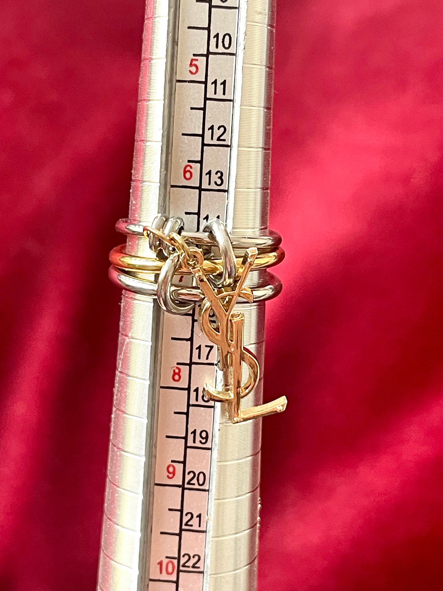 Authentic Vintage Charm Duo-Color Stainless Steel Ring with Leather Necklace