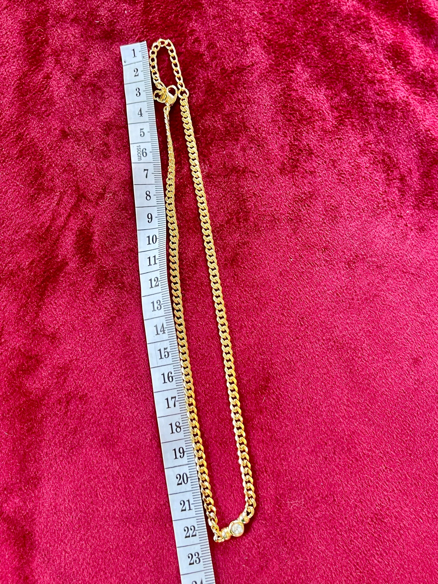 Lobster clasp detail of refurbished Christian Dior vintage gold necklace 22 cm long