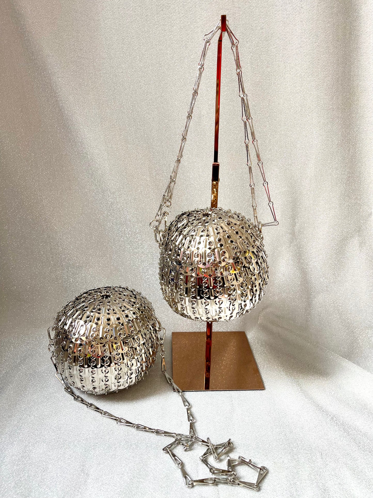 Sphere Silver Sparkle Design Metal Bag Style Paco Rabanne