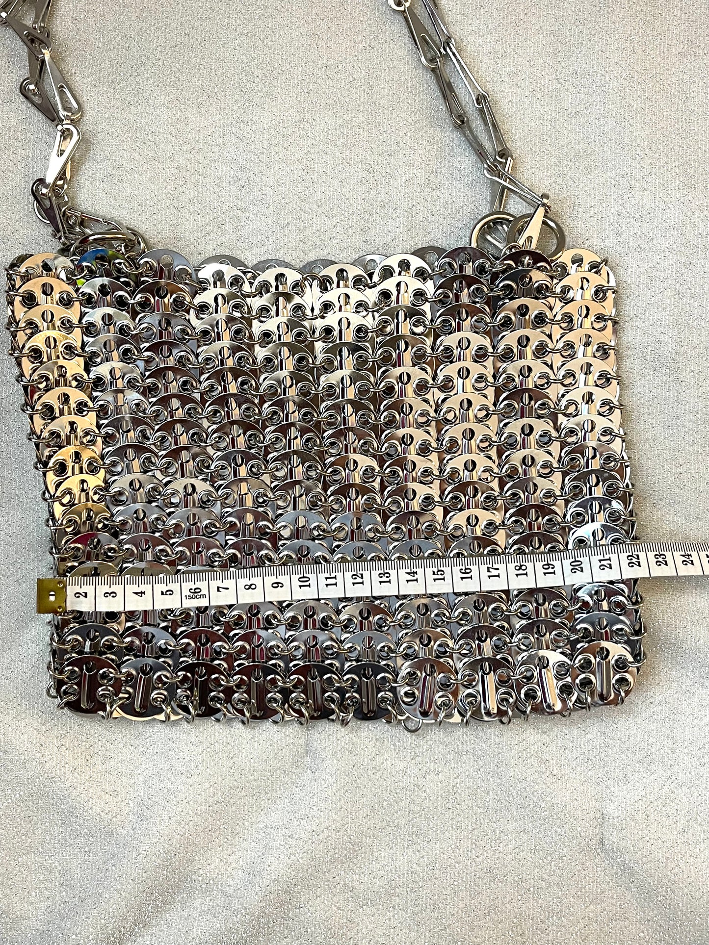 Simple Silver Sparkle Design Metal Bag Style Paco Rabanne