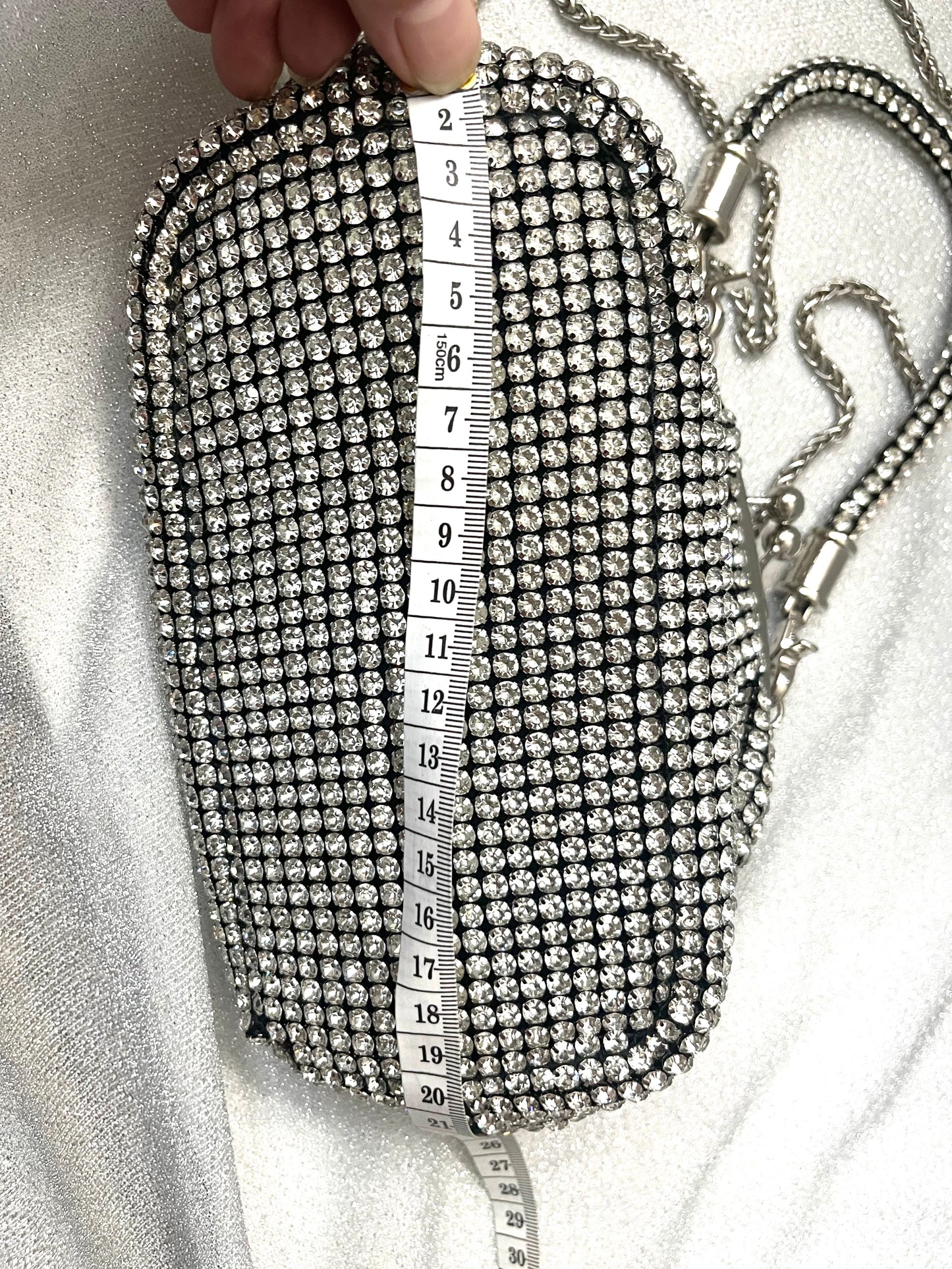 Trendy Silver Rhinestones Handbag Haute Couture Style