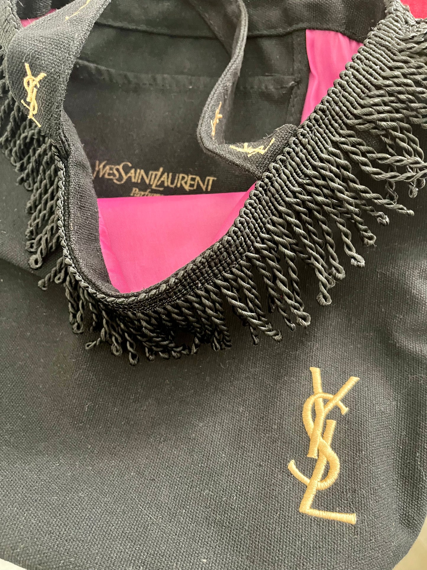 YSL Black Cotton Canvas Tote