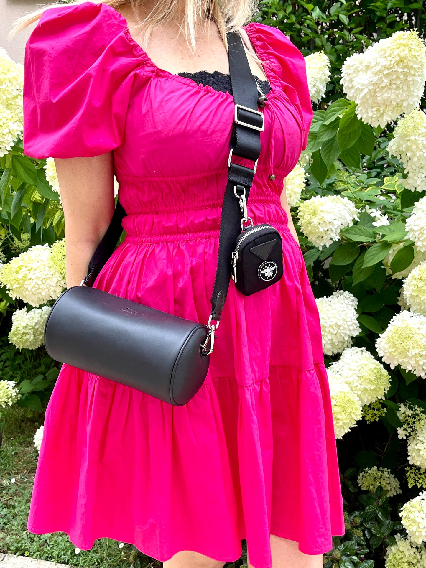 Dior Homme Women bags D -Bee accessories brooch black leather modified Prada strap crossbody shoulder Fanny pack