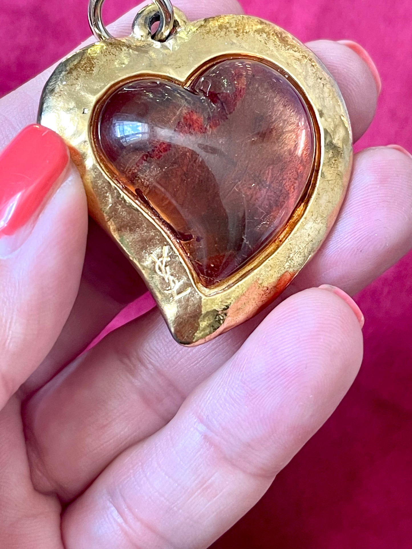 Colgante incrustado de rosa de color ámbar Yves Saint Laurent Vintage
