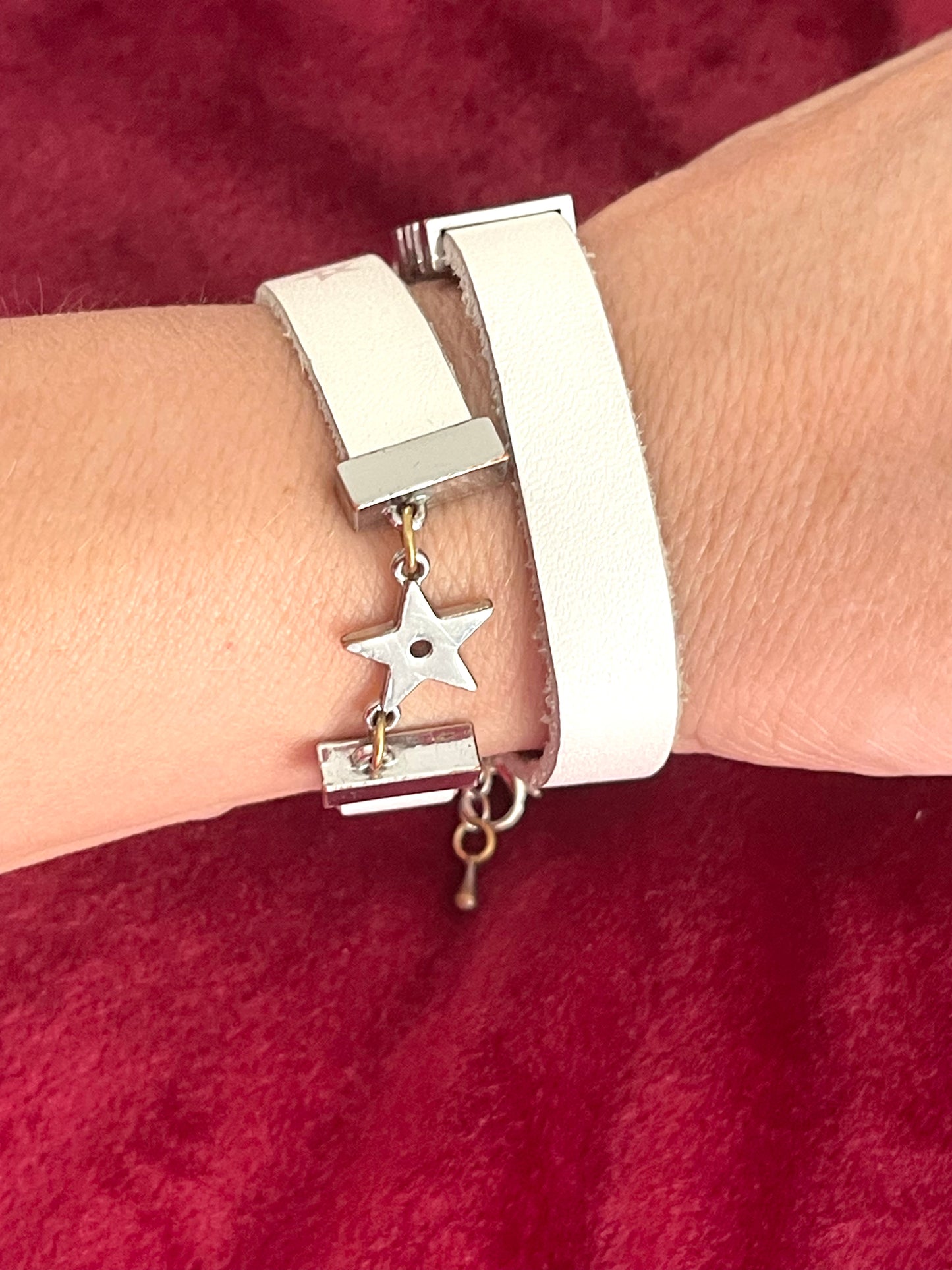 Charm Dior leather bracelet, used very good condition, Star charm Dior letters