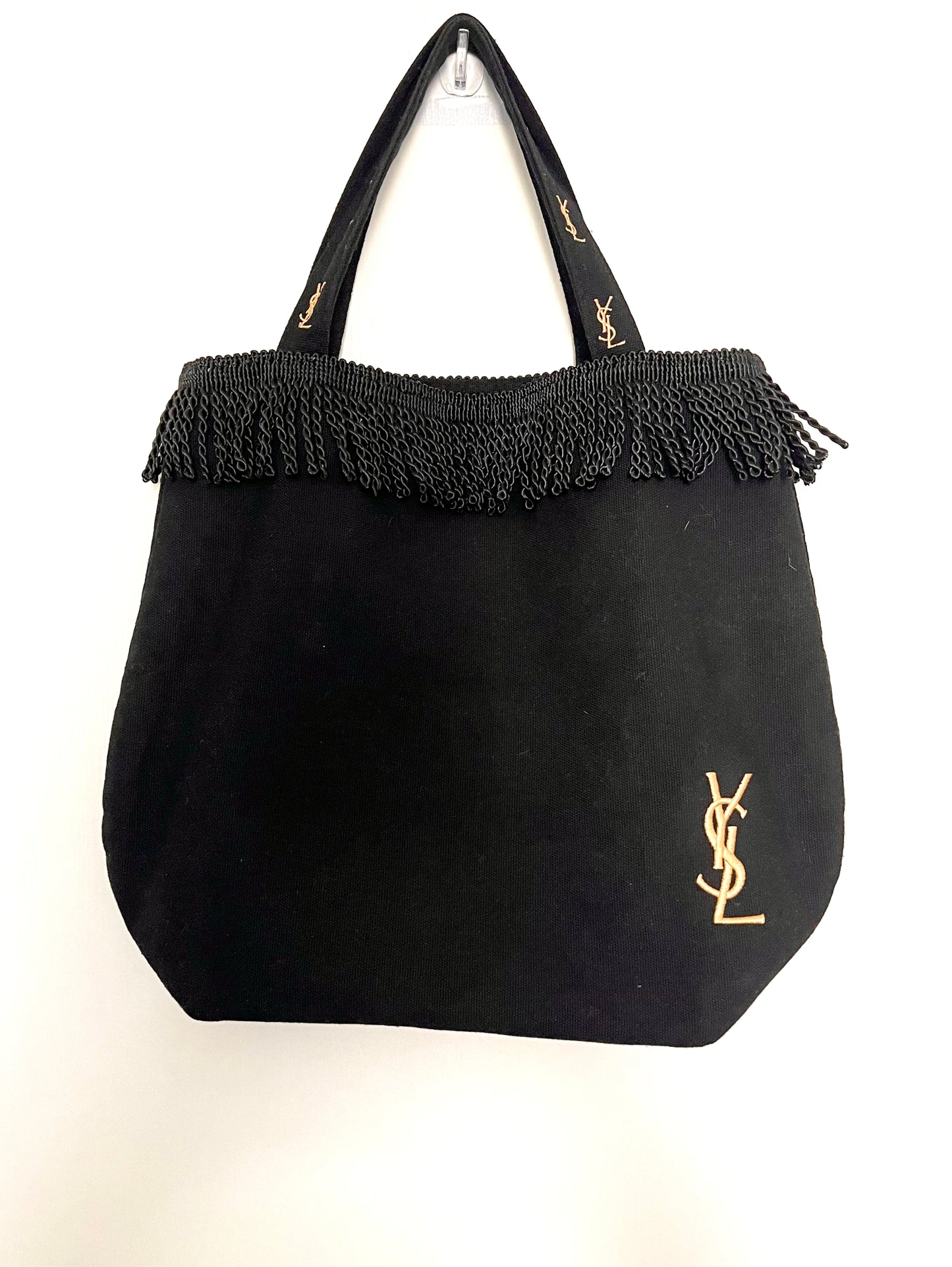 YSL Black Cotton Canvas Tote