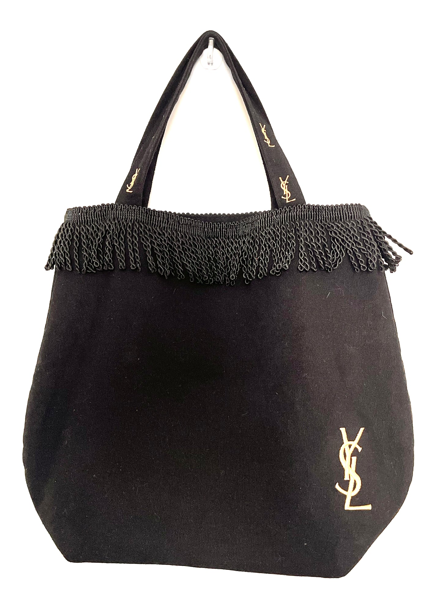 YSL Black Cotton Canvas Tote
