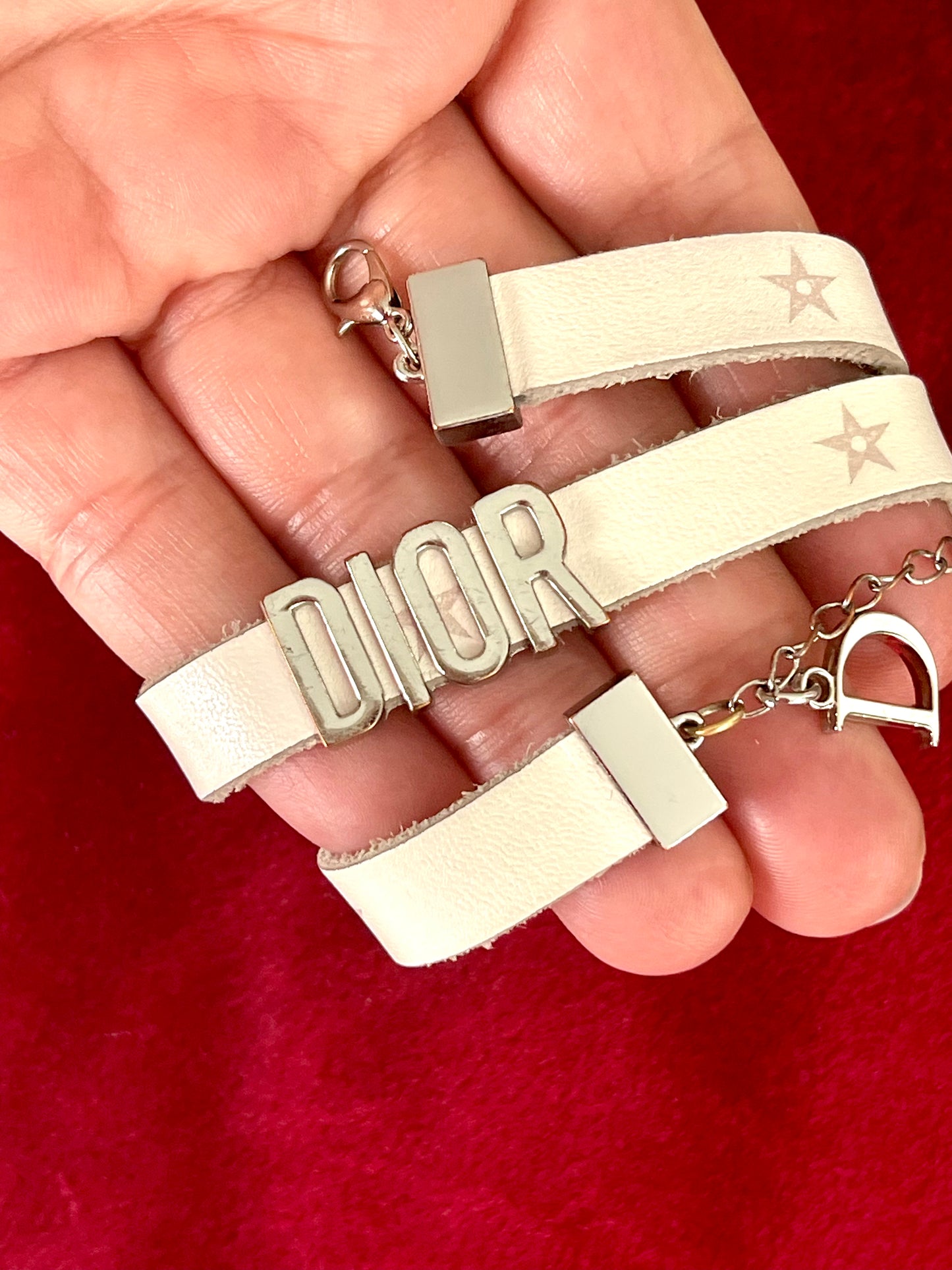 Dior leather bracelet , Vintage white Dior strap Dior beauty used collectible bracelet charms designer accessories