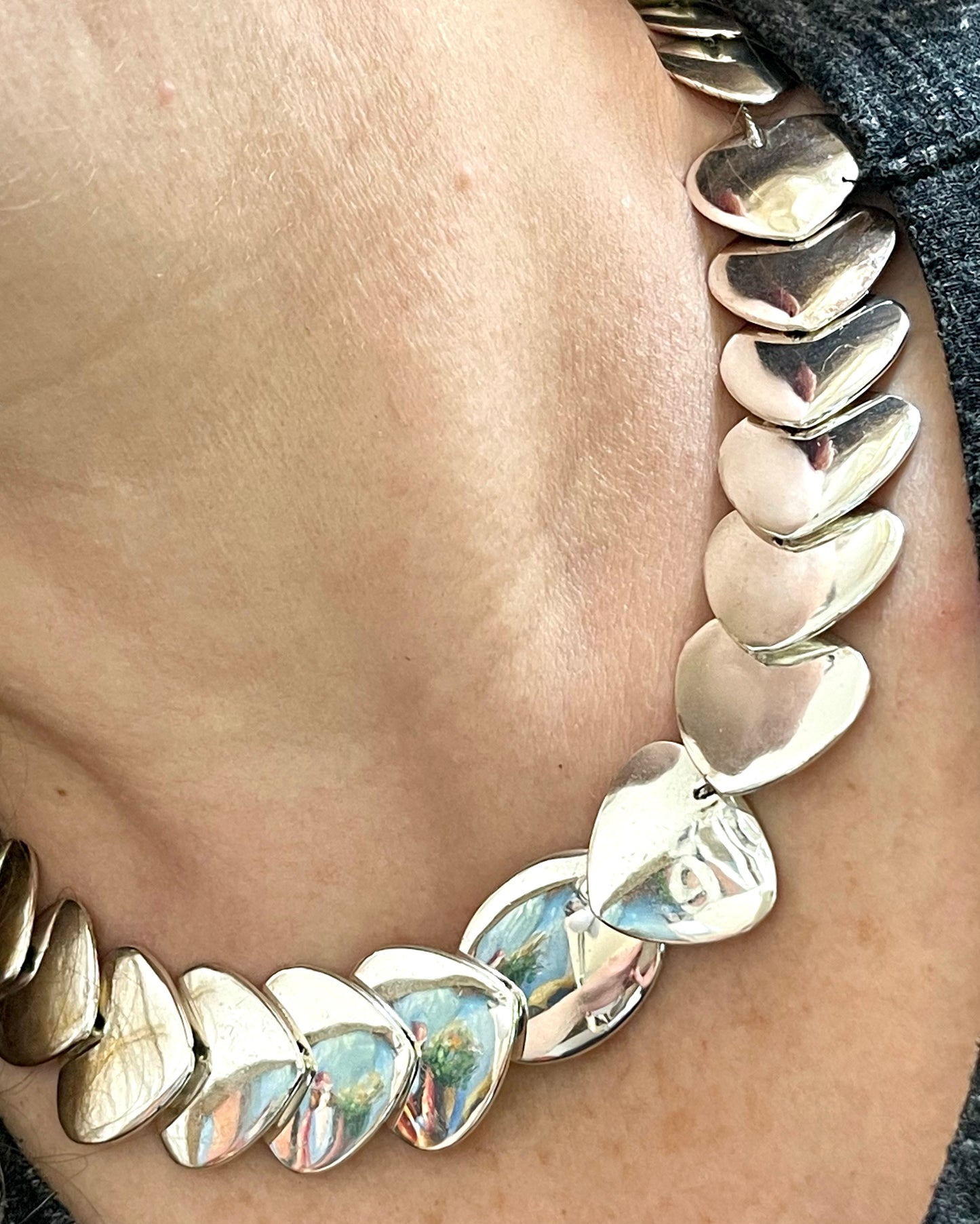 Vintage Monet Heart Design Steel Necklace