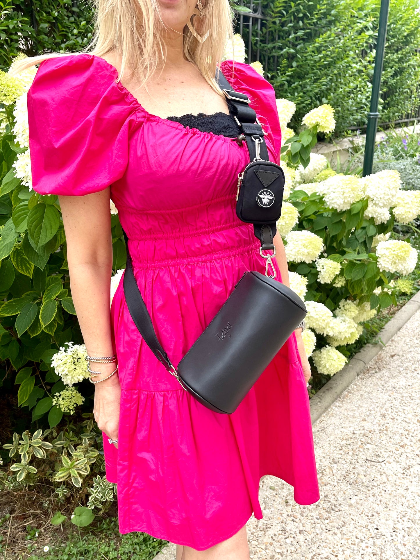 Dior Homme Women bags D -Bee accessories brooch black leather modified Prada strap crossbody shoulder Fanny pack