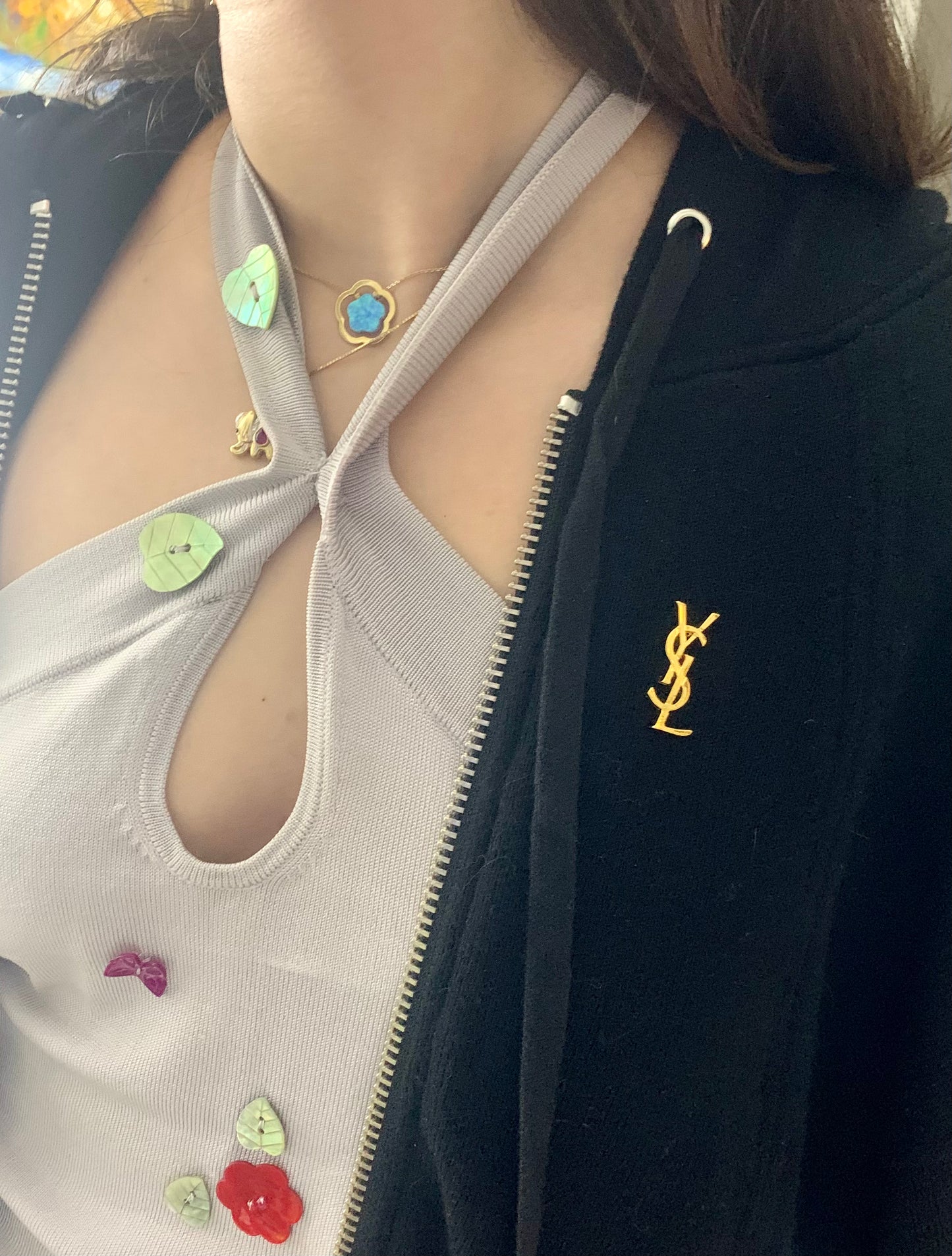 Gold Tone YSL Pin Yves Saint Laurent Unisex Authentic Vintage