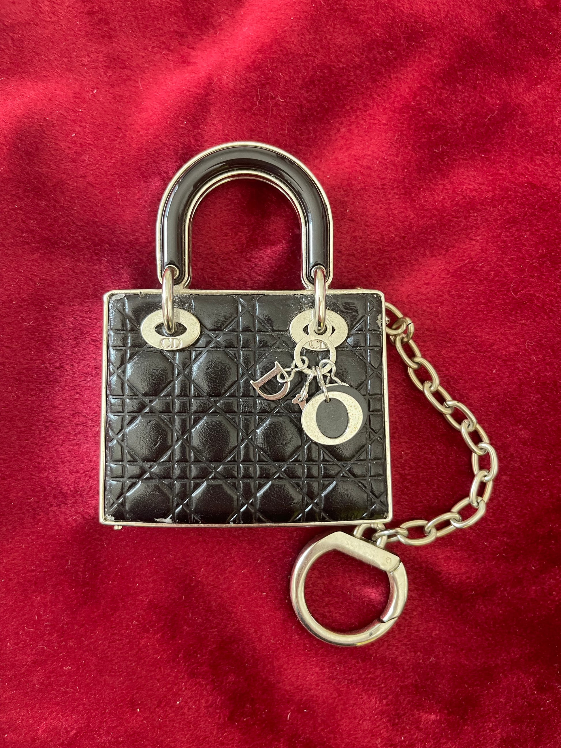 Dior lady Dior vintage authentic collectible Christian Dior Parfums accessories keychain charm mirror lipgloss makeup