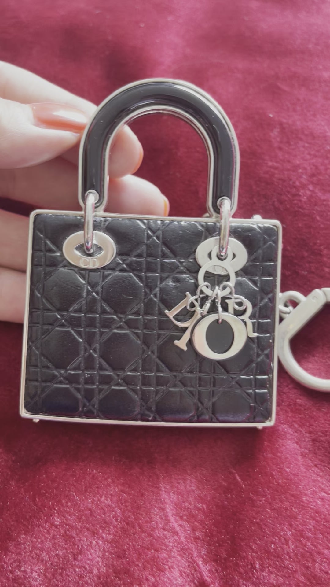 Dior lady Dior vintage authentic collectible Christian Dior Parfums accessories leather keychain charm mirror lipgloss makeup