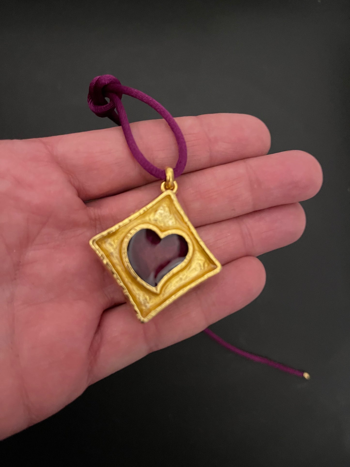 YSL Heart Solid Vintage Opium Perfume Pendant Necklace