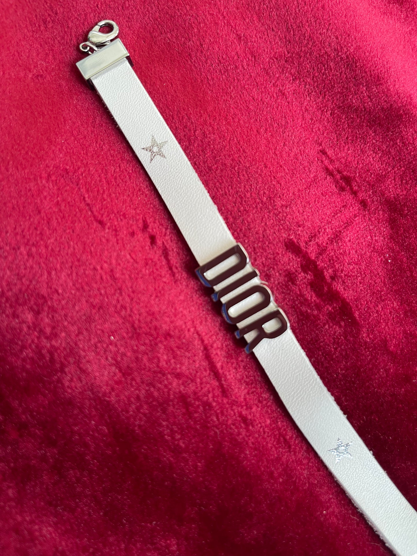 Christian Dior lucky star , Dior leather bracelet , Vintage white Dior strap Dior beauty new collectible bracelet charms designer accessories