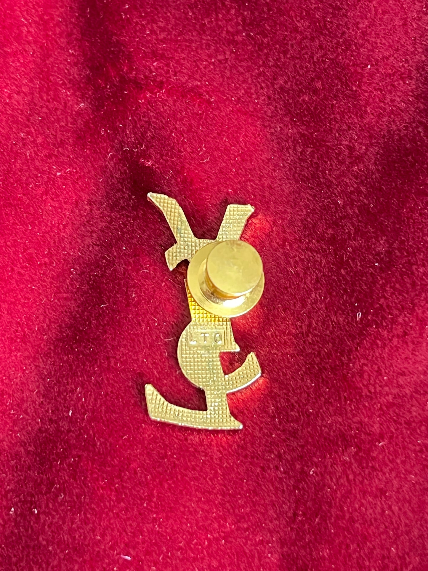 Enameled Unisex Metal Authentic Rare French Pin From Yves Saint Laurent Vintage.