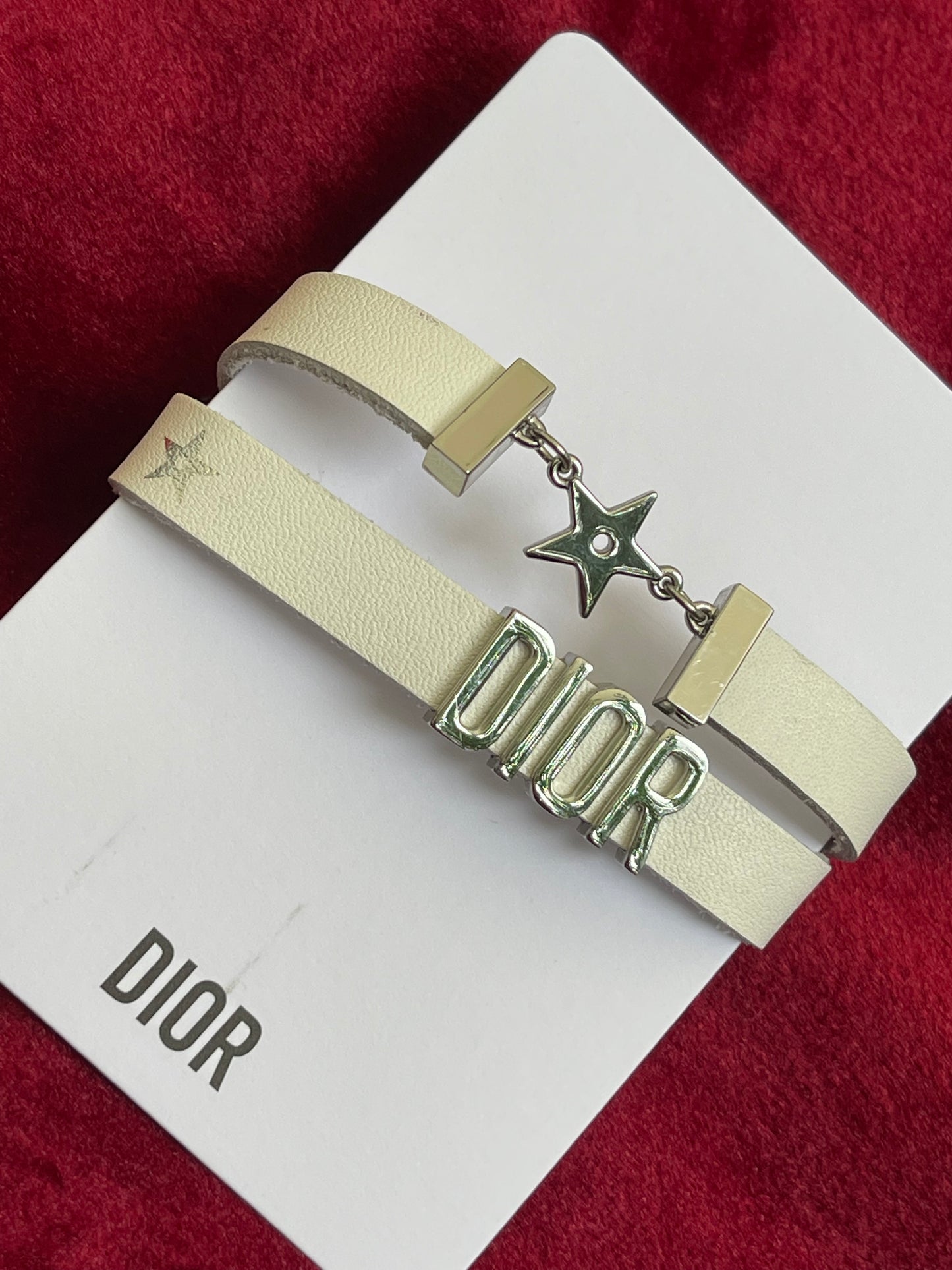 Christian Dior lucky star , Dior leather bracelet , Vintage white Dior strap Dior beauty new collectible bracelet charms designer accessories