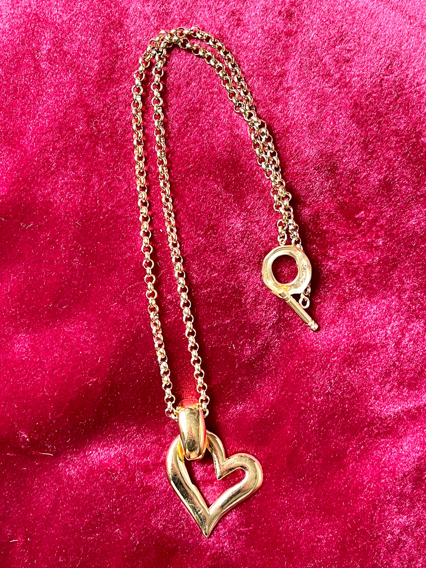 Saint Laurent Pendentif Vintage Couleur Coeur Or Avec Nouvelle Chaîne