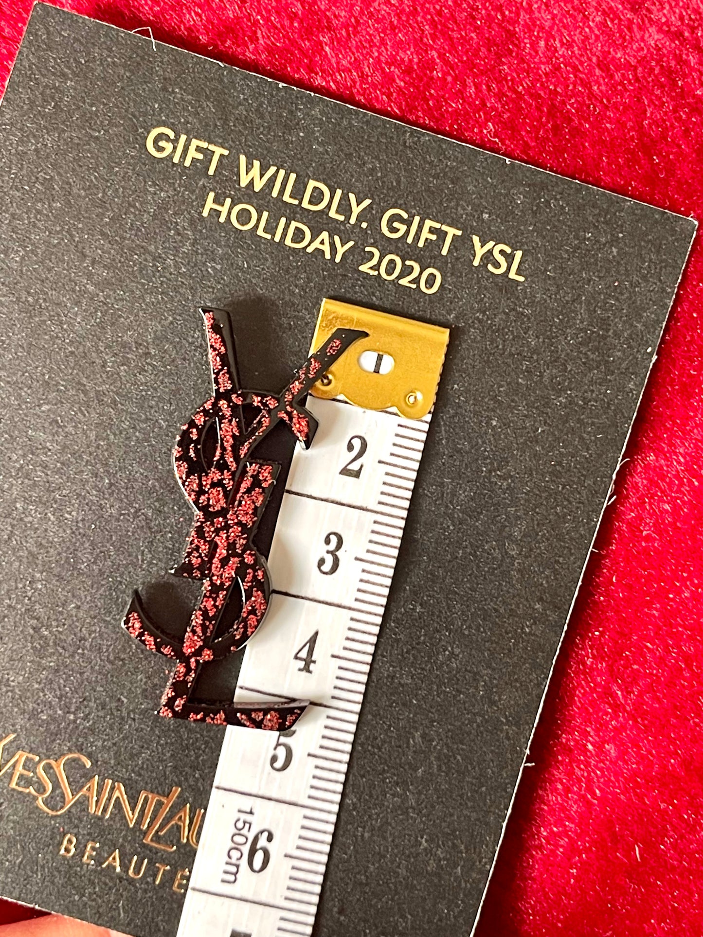 Limited Edition Authentic YSL Red Enameled Flower Pin