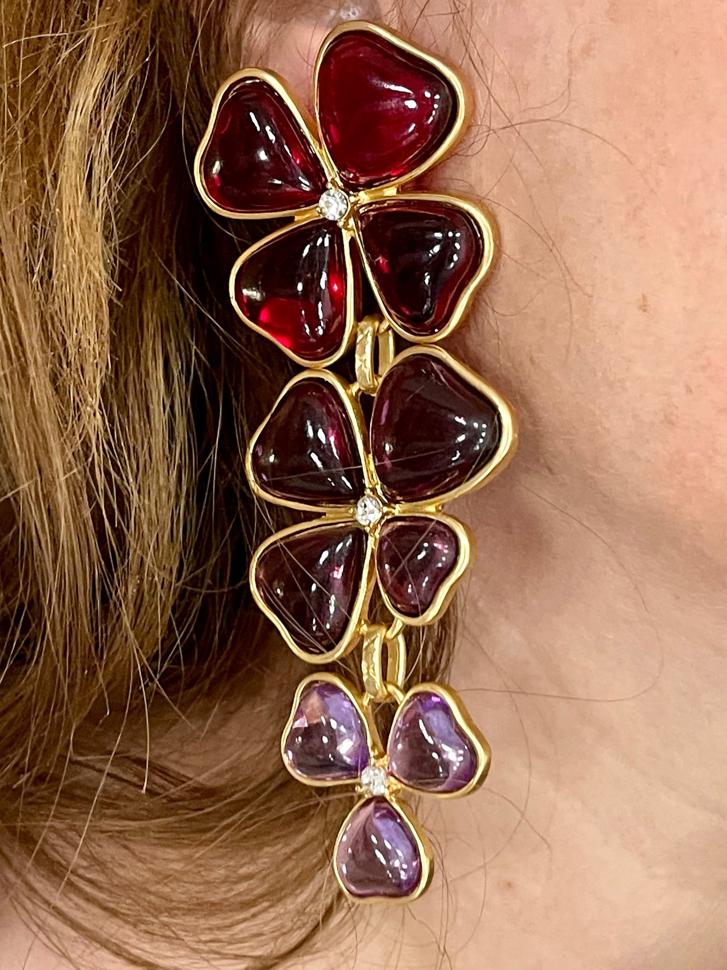 Red clover statement earrings