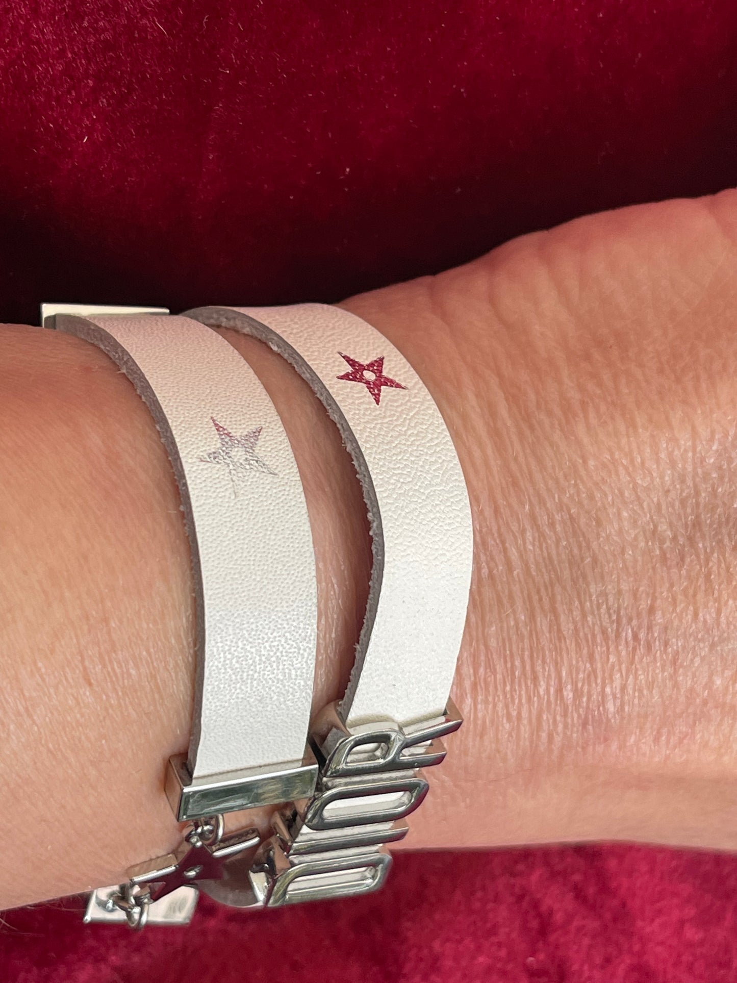 Christian Dior lucky star , Dior leather bracelet , Vintage white Dior strap Dior beauty new collectible bracelet charms designer accessories