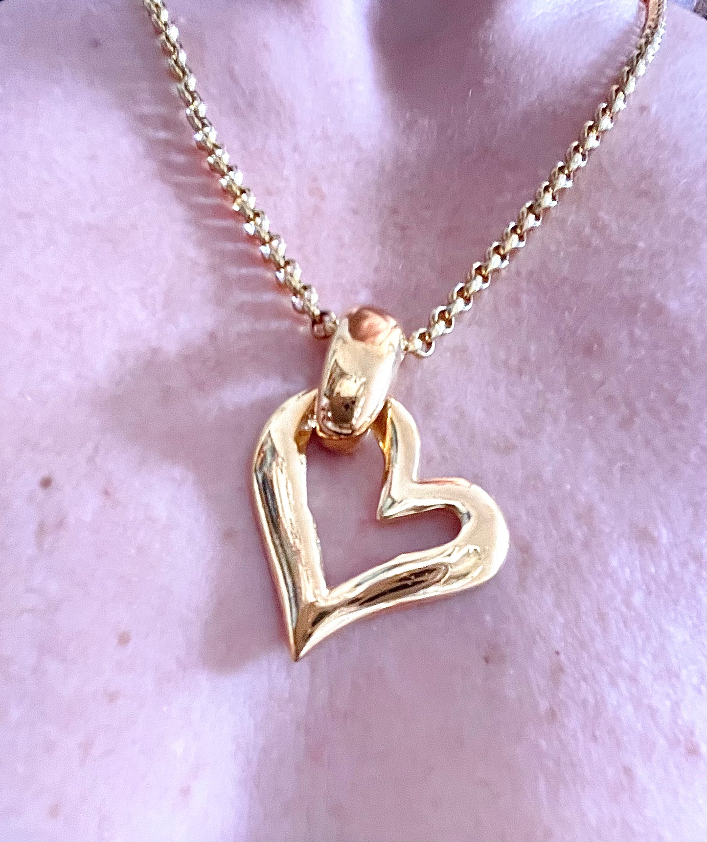 Saint Laurent Pendentif Vintage Couleur Coeur Or Avec Nouvelle Chaîne