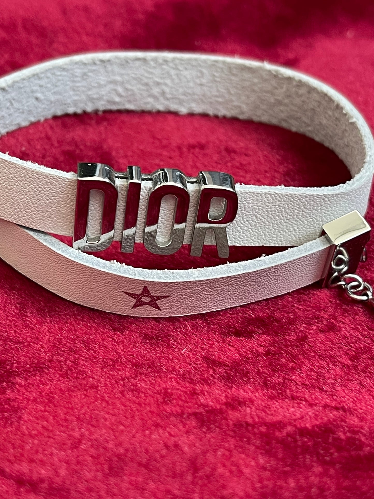 Christian Dior lucky star , Dior leather bracelet , Vintage white Dior strap Dior beauty new collectible bracelet charms designer accessories