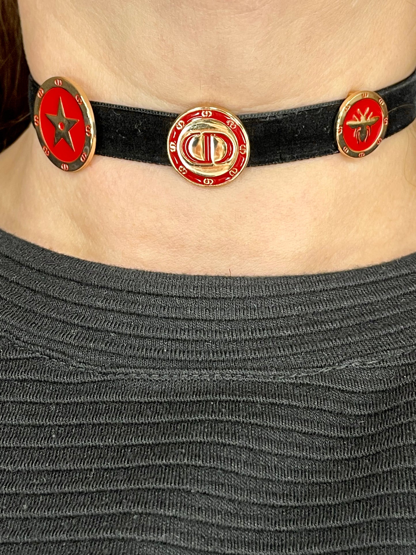 Three Charms Dior D-Bee velvet choker