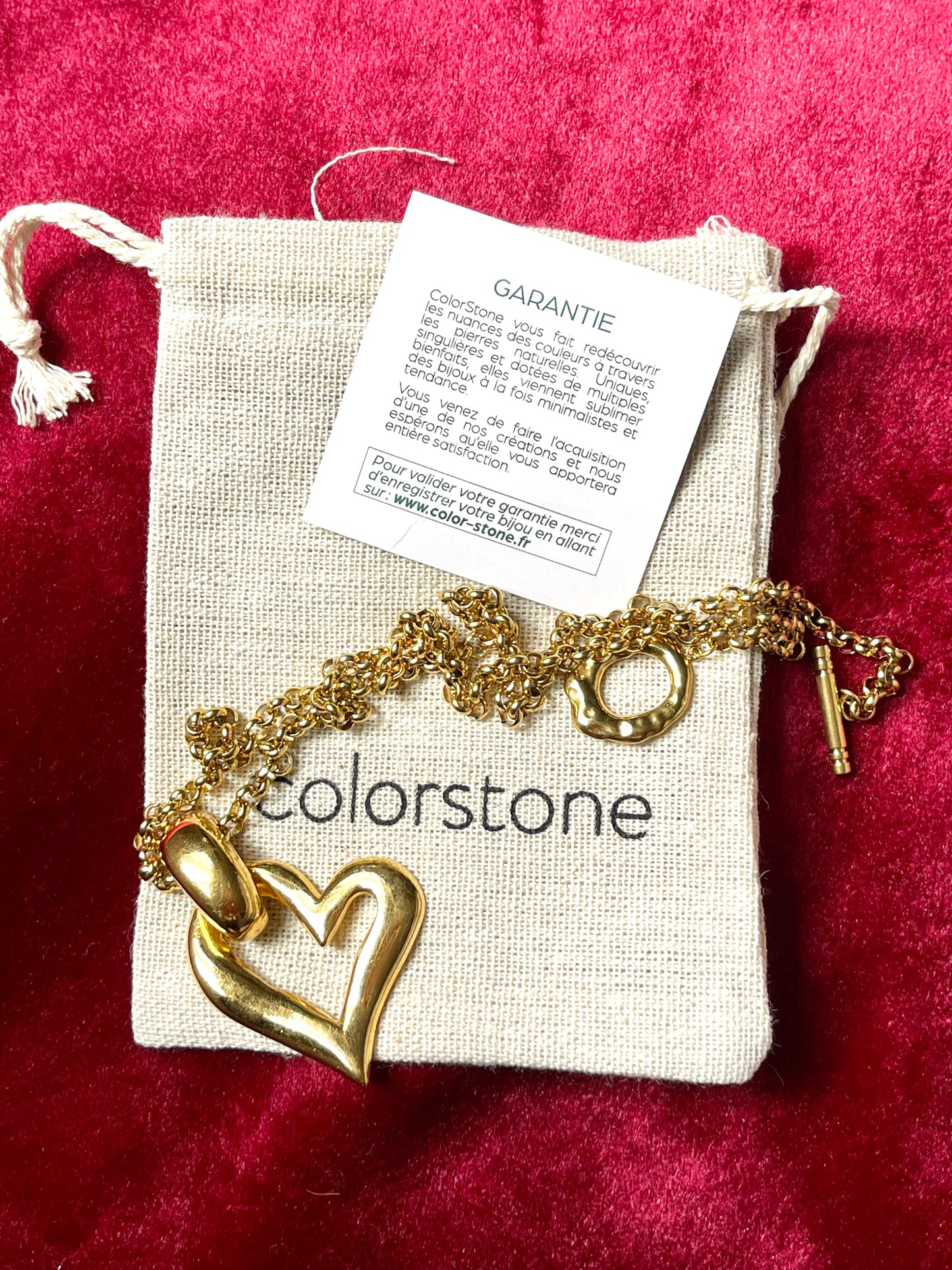 Saint Laurent Pendentif Vintage Couleur Coeur Or Avec Nouvelle Chaîne