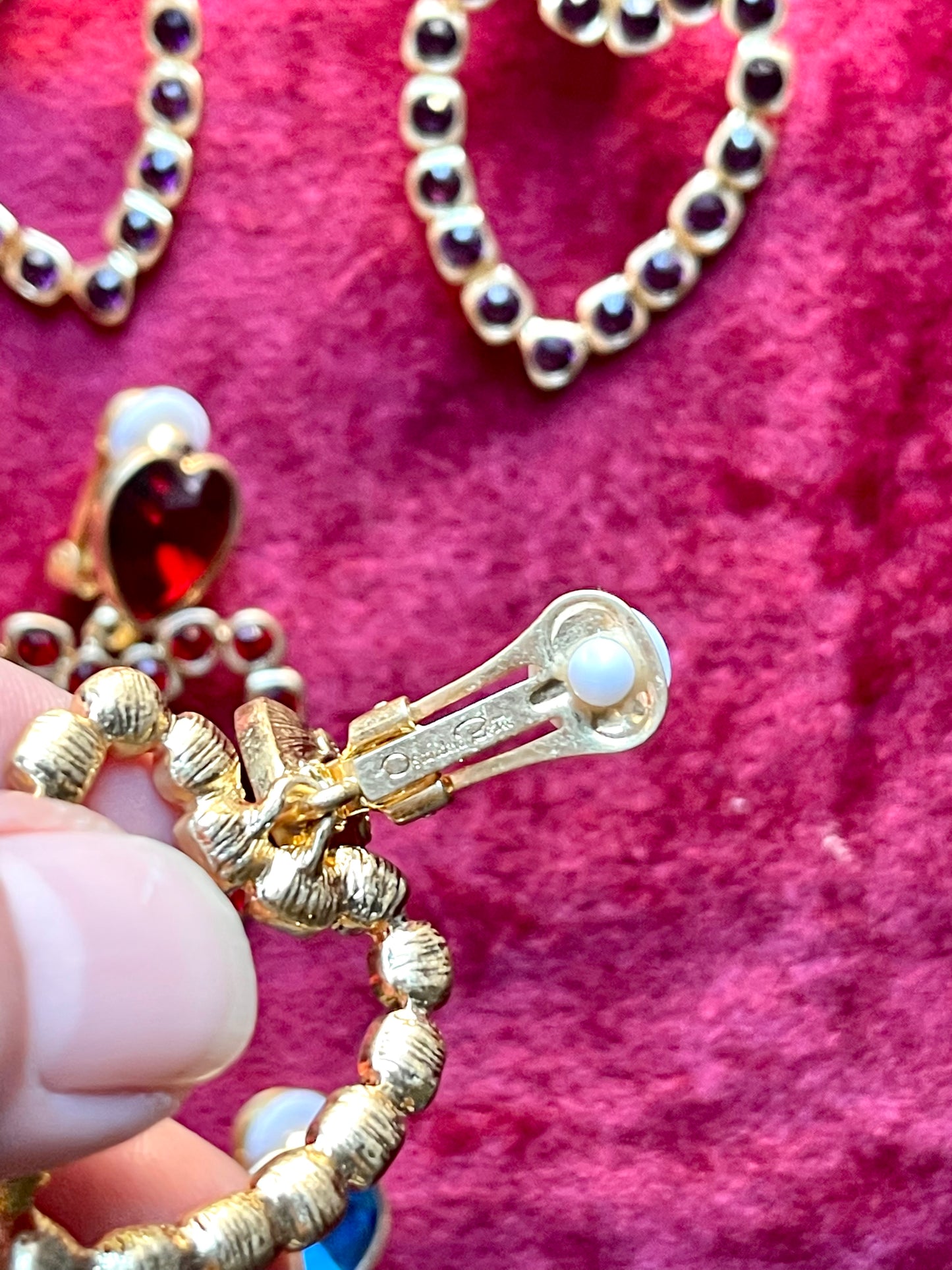 Red heart crystal earrings