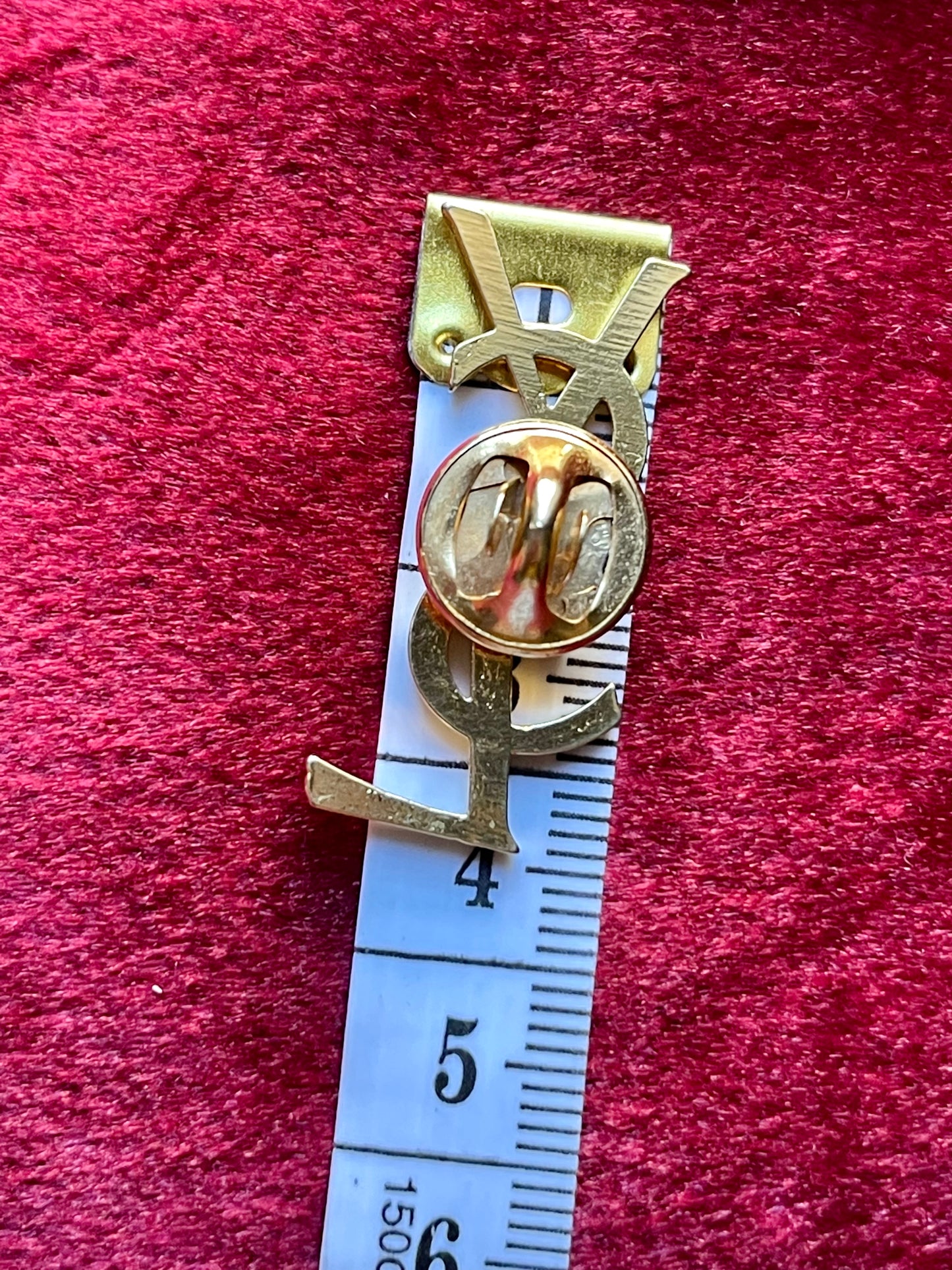 Gold Tone YSL Pin Yves Saint Laurent Unisex Authentic Vintage