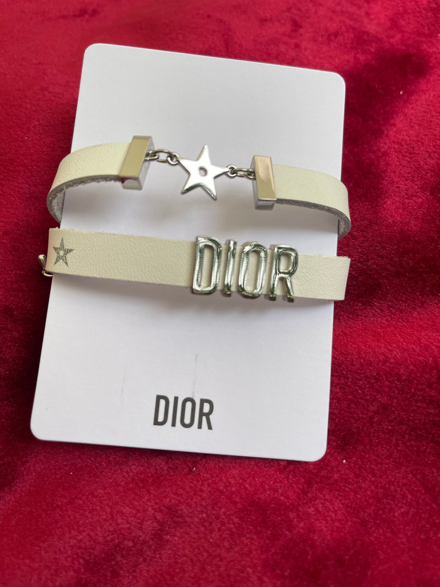 Christian Dior lucky star , Dior leather bracelet , Vintage white Dior strap Dior beauty new collectible bracelet charms designer accessories