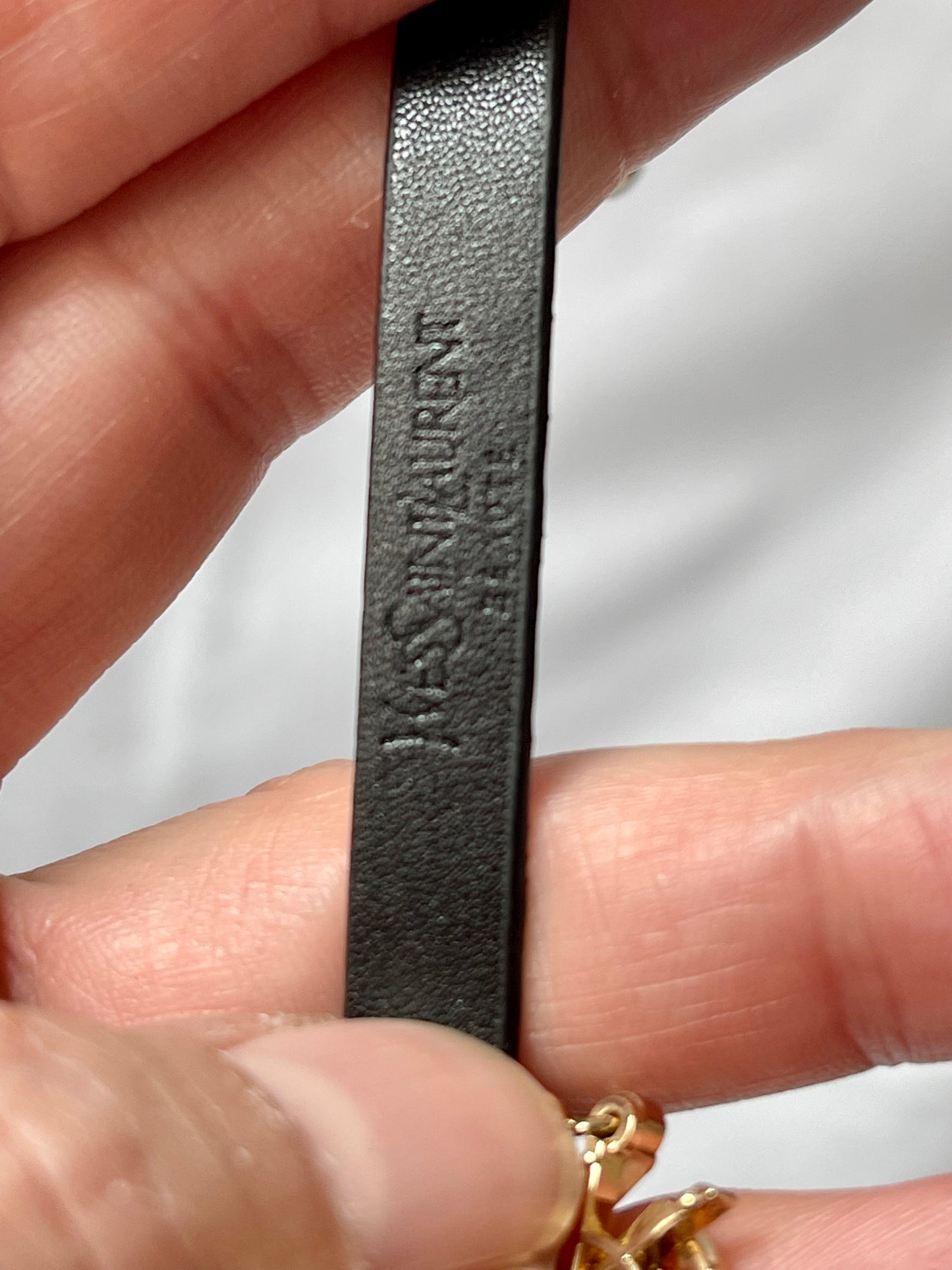 Black Leather Gold Charms Yves Saint Laurent Parfums Bracelet Necklace