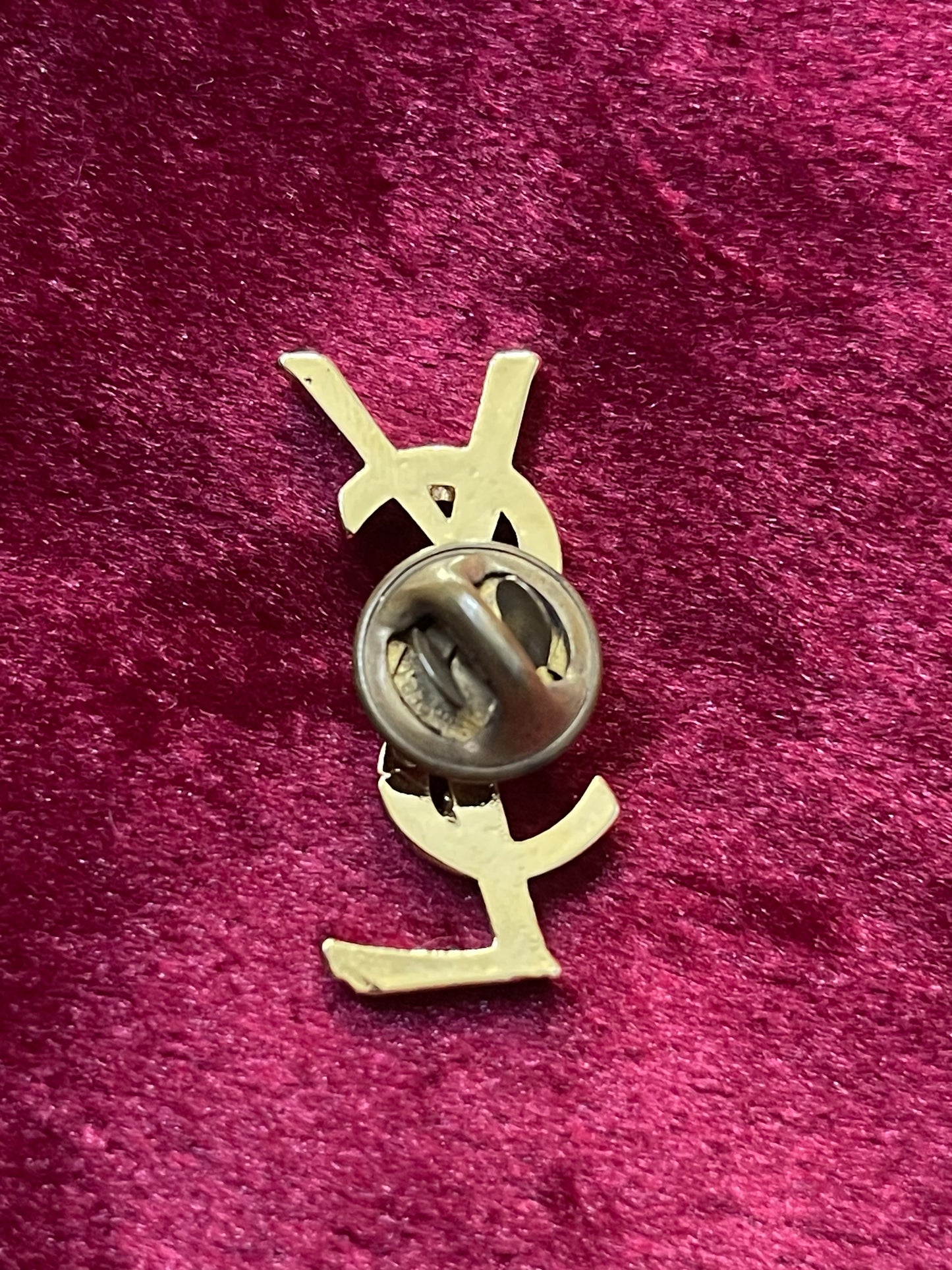 Gold Tone YSL Pin Yves Saint Laurent Unisex Authentic Vintage