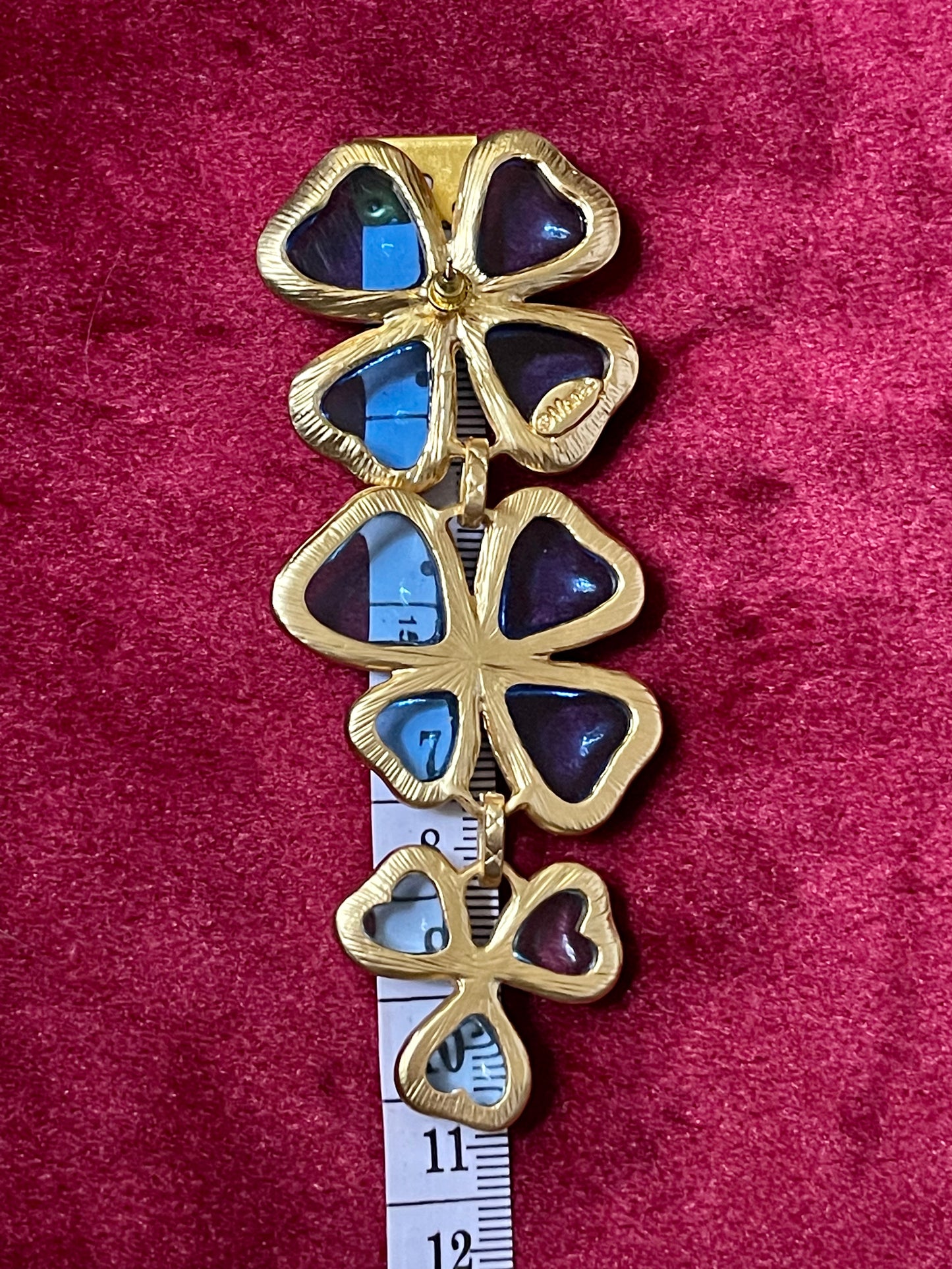 Set of Blue clover earrings + YSL French pin