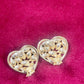 Vintage Yves Saint Laurent Heart Crystal Earrings – Gold Tone