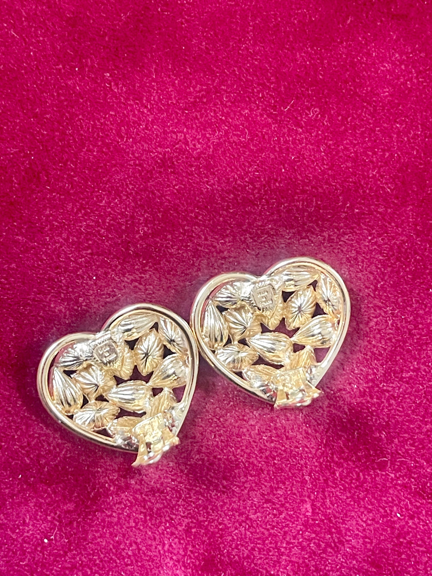 Vintage Yves Saint Laurent Heart Crystal Earrings – Gold Tone