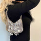 Large Metal Shoulder Bag Crystal Charms Brooches Style Paco Rabanne