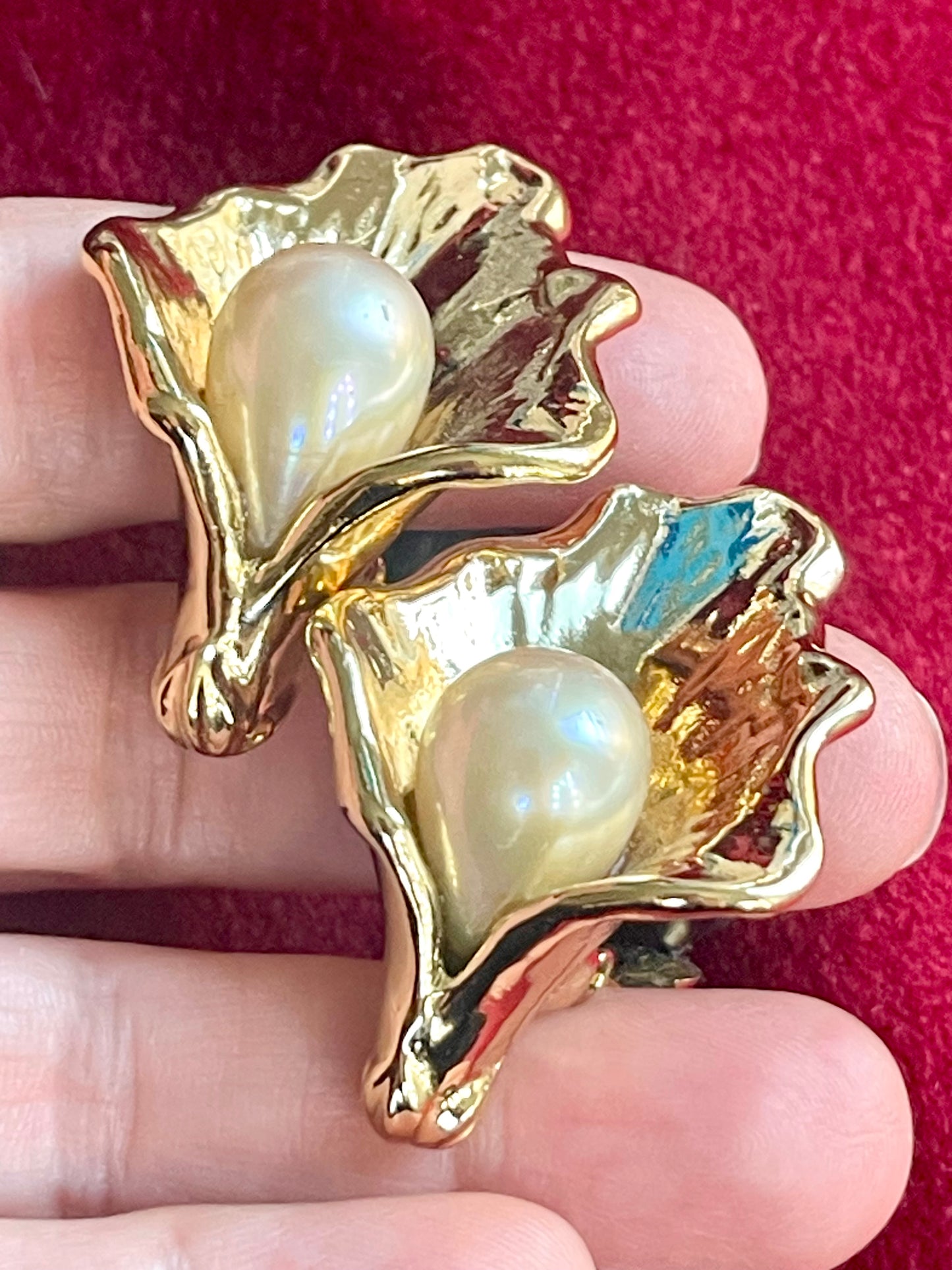 Vintage Yves Saint Laurent Calla Lily Pearl Earrings