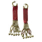 Pair of Paco Rabanne Sparkle earrings with red beaded strands and metallic hooks on a white background