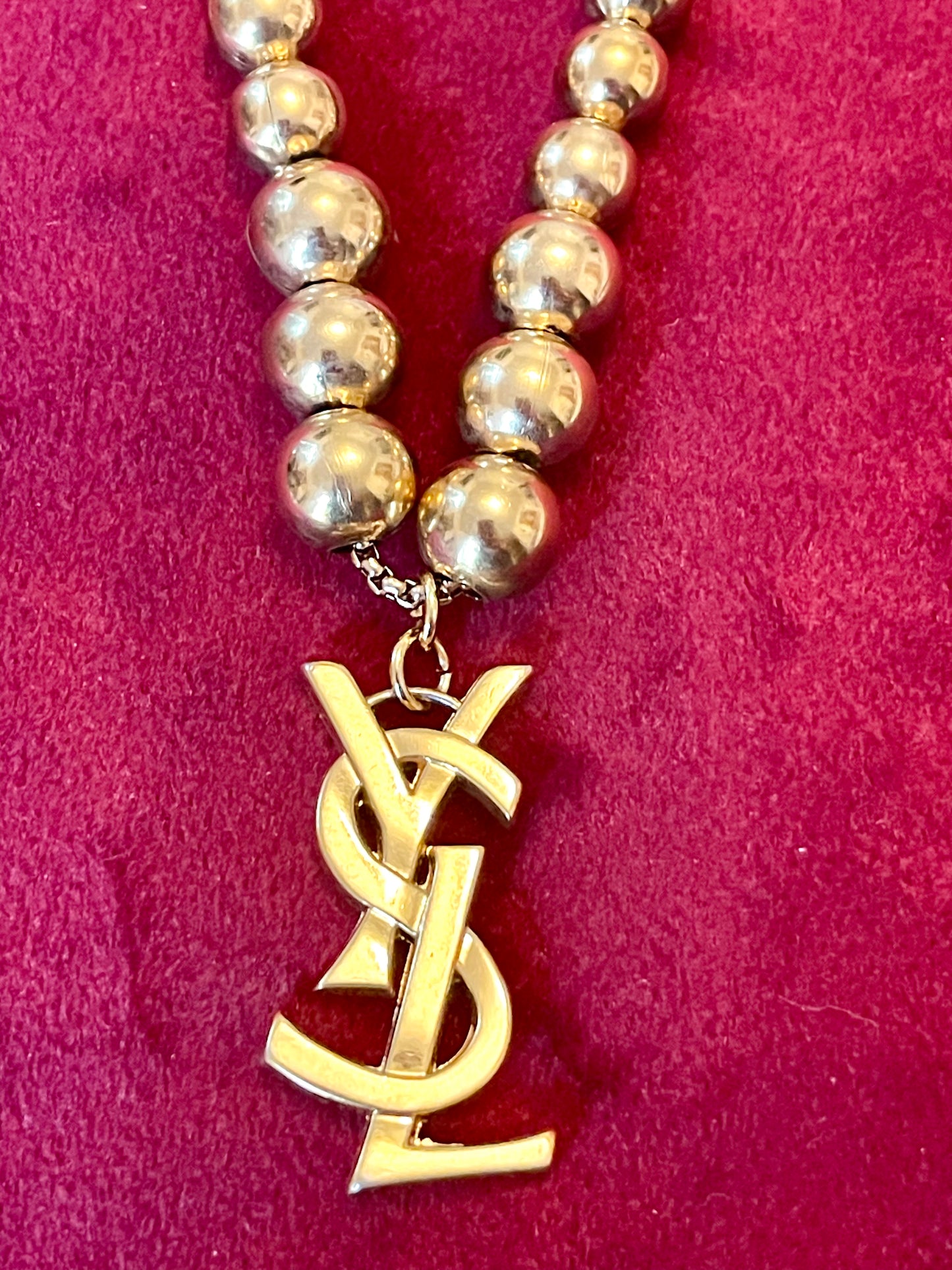 YSL Gold Vintage Charm Pendant Necklace