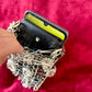 Micro Metal Phone Holder Bag  Removable Crystal Brooches Style Paco Rabanne