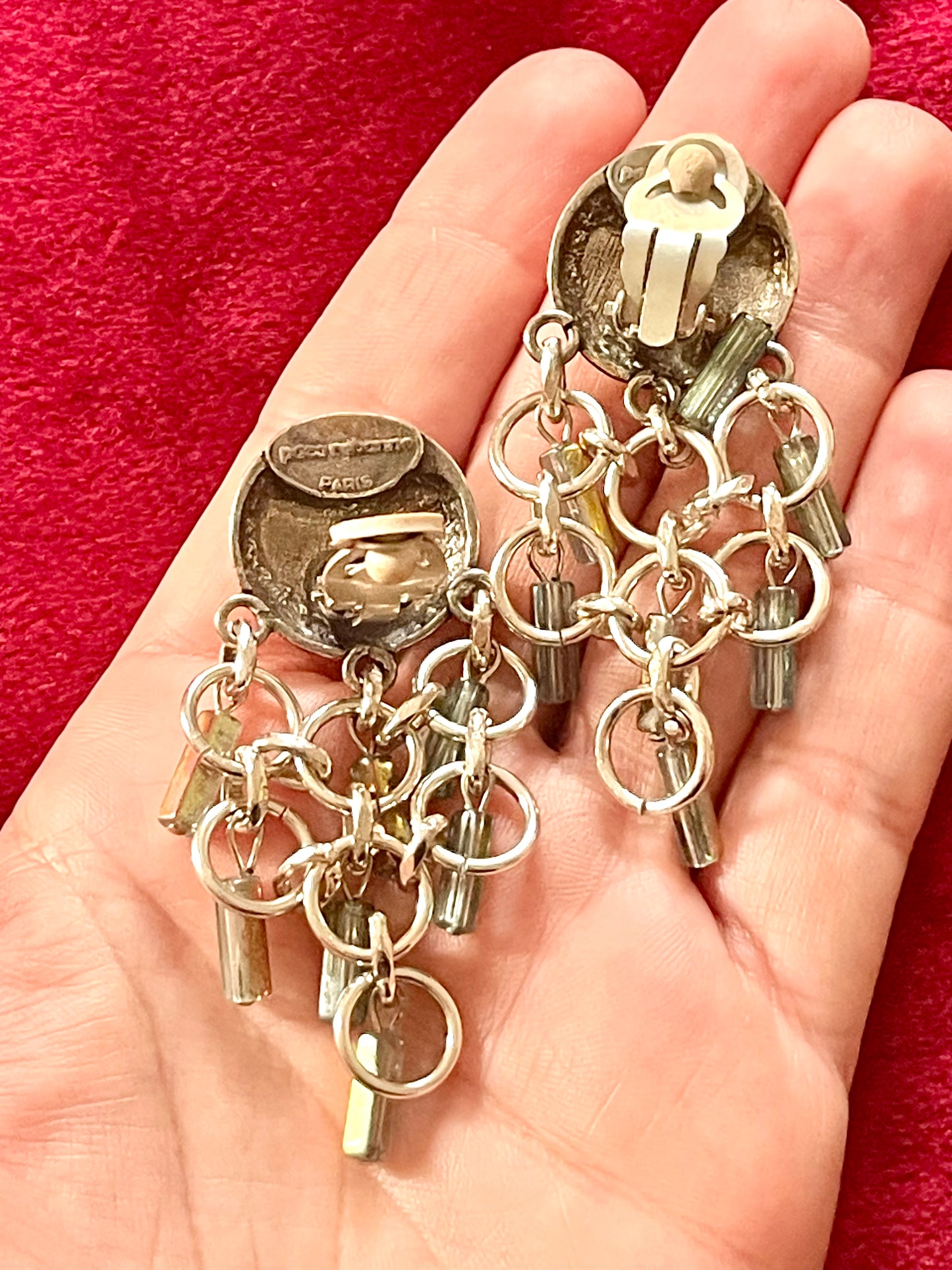 Pendientes vintage de plata vieja con efecto perla de Paco Rabanne