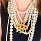 Vintage Statement Faux Pearls Necklace New Cross Pendant