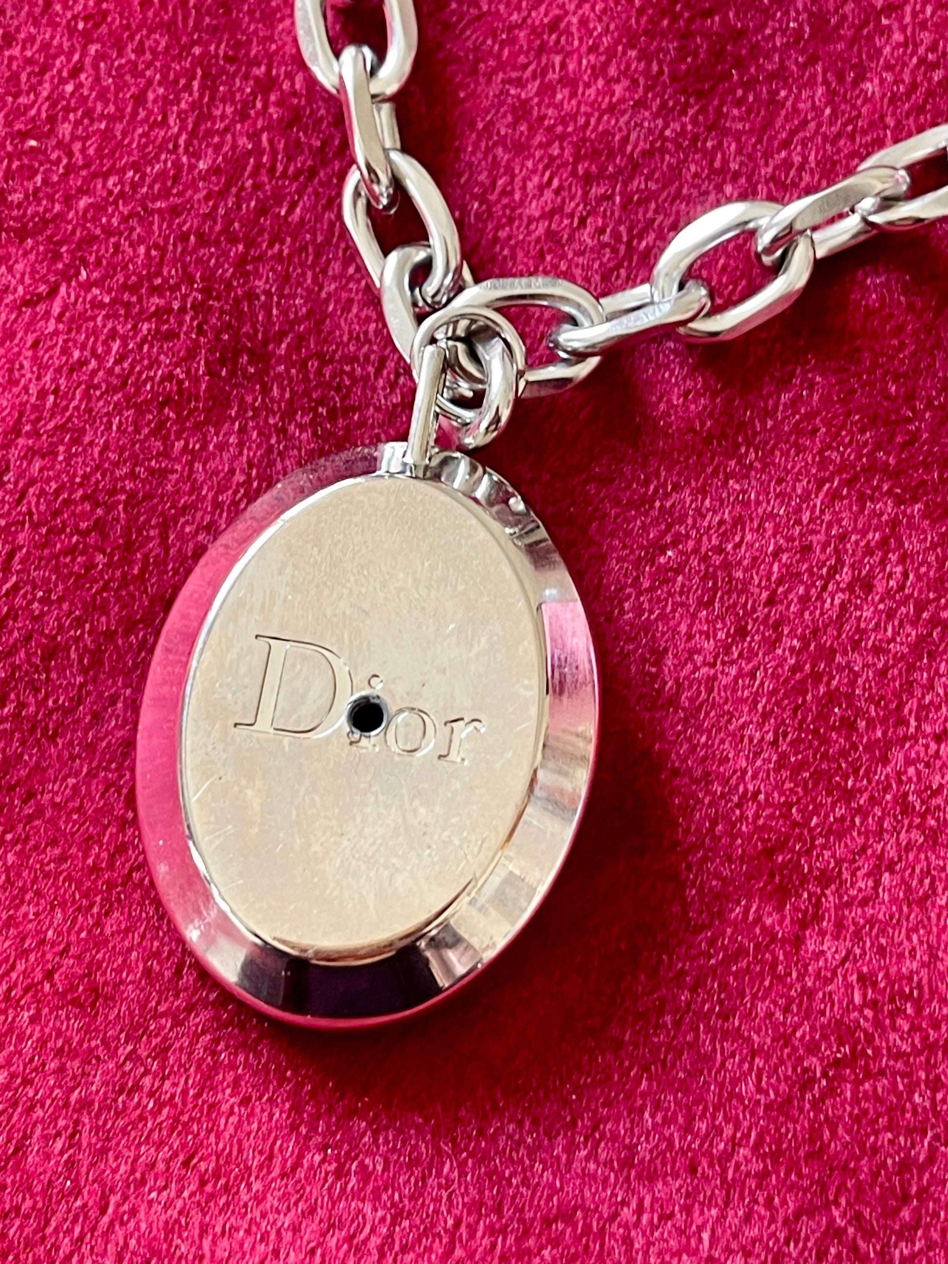 Vintage Dior Cristal Boréal Crystal Locket Necklace – Lip Gloss Pendant on Long Silver Chain