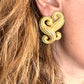 Vintage Nina Ricci statement heart earrings shown worn for scale